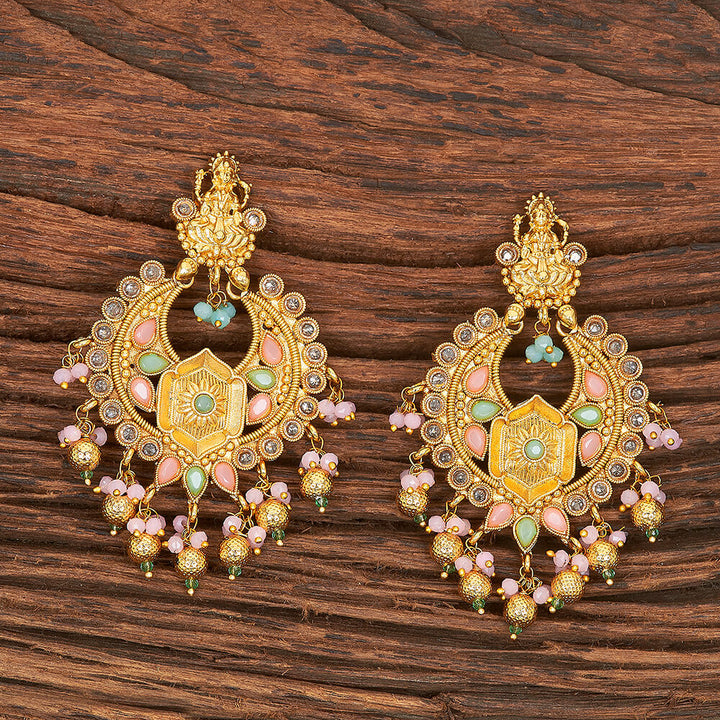 Antique South Indian Earring With Gold Plating 215488