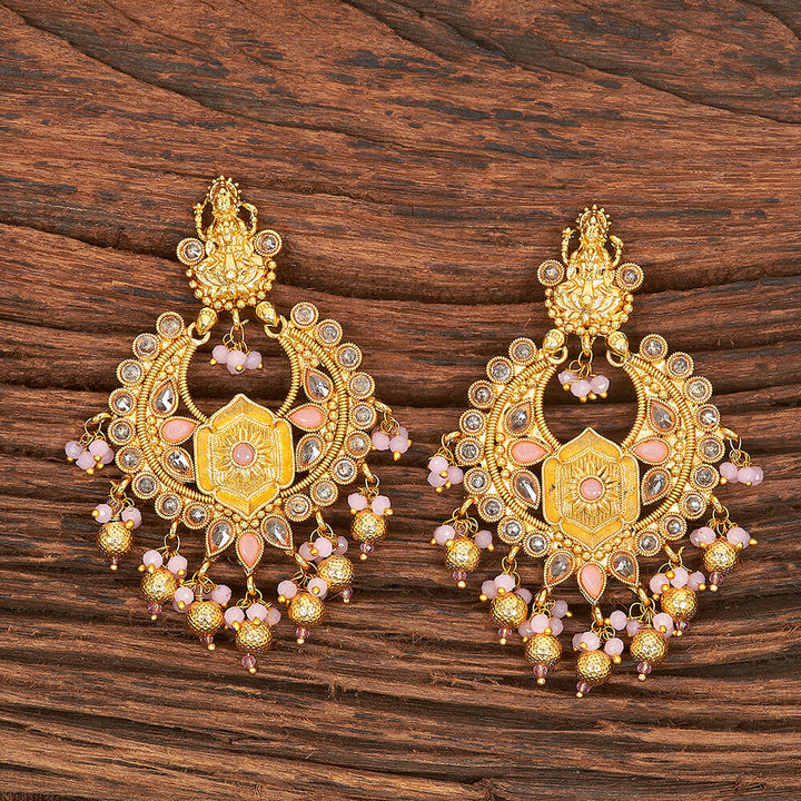 Antique South Indian Earring With Gold Plating 215488