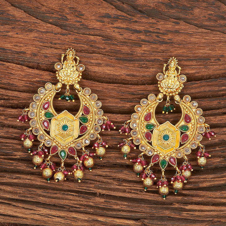 Antique South Indian Earring With Gold Plating 215488