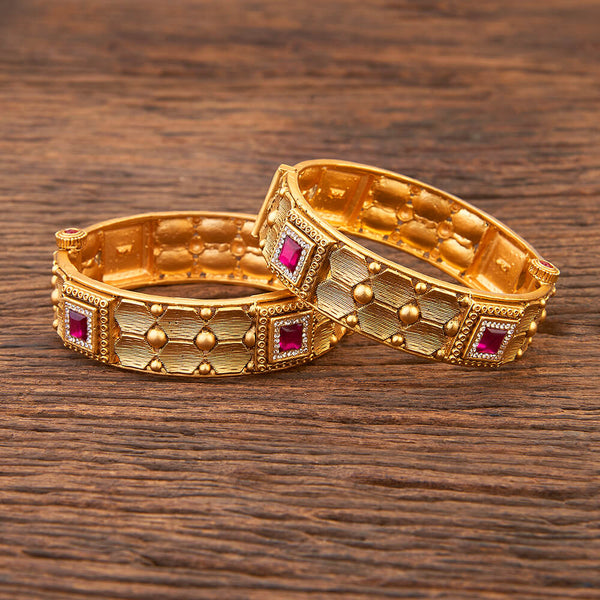 Antique Openable Bangles With Matte Gold Plating 215509