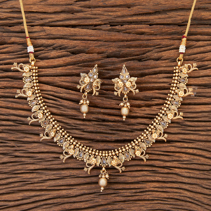 Antique Delicate Necklace With Matte Gold Plating 215531