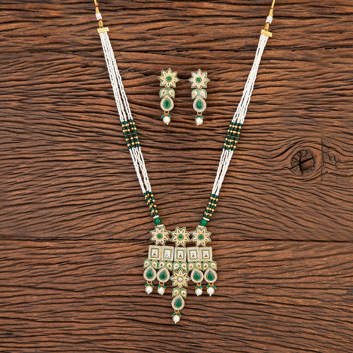 Antique Mala Pendant Set With Gold Plating 215550