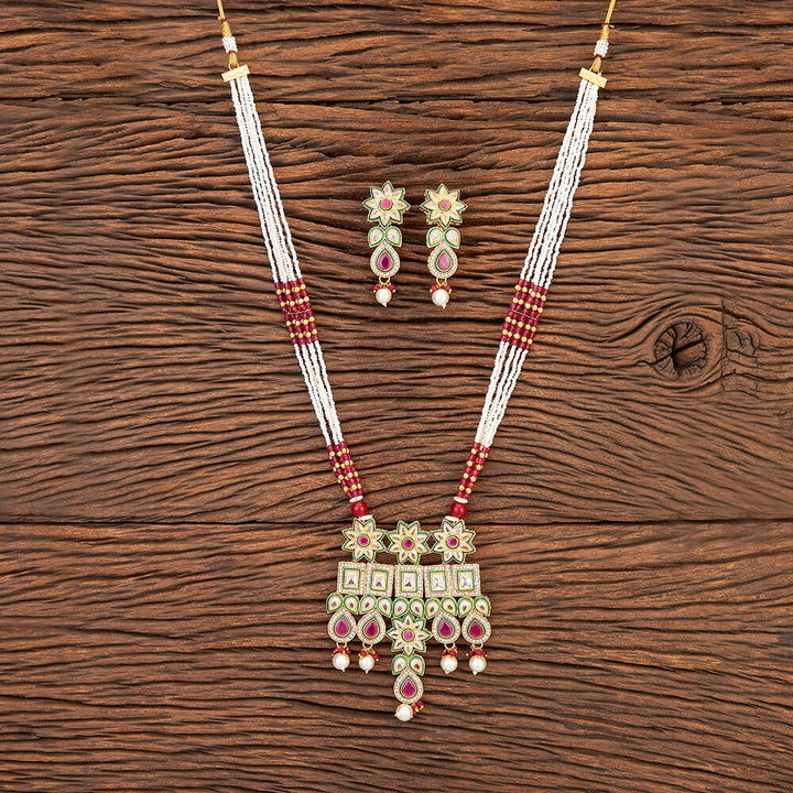 Antique Mala Pendant Set With Gold Plating 215550