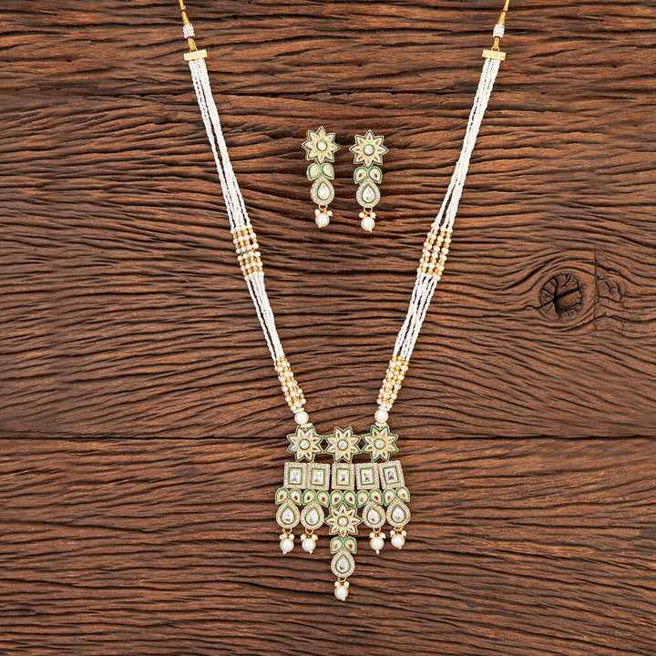 Antique Mala Pendant Set With Gold Plating 215550