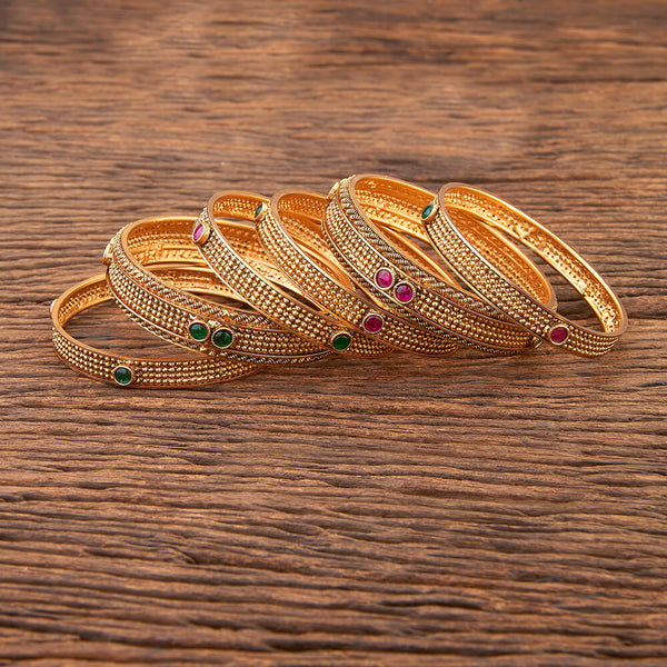 Antique Classic Bangles With Matte Gold Plating 215559