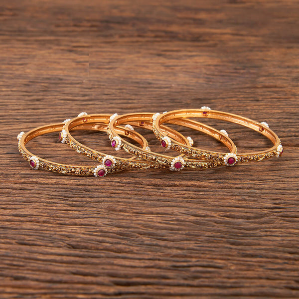 Antique Delicate Bangles With Matte Gold Plating 215560