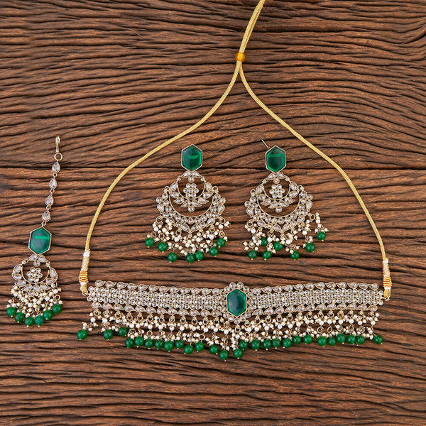 Antique Choker Necklace With Mehndi Plating 215574