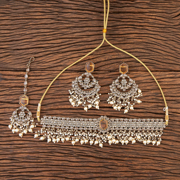 Antique Choker Necklace With Mehndi Plating 215574