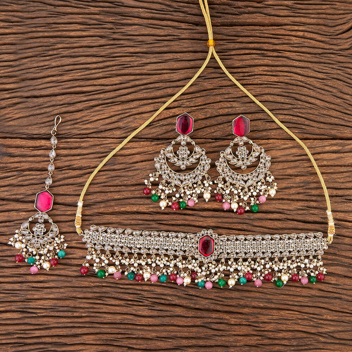 Antique Choker Necklace With Mehndi Plating 215574