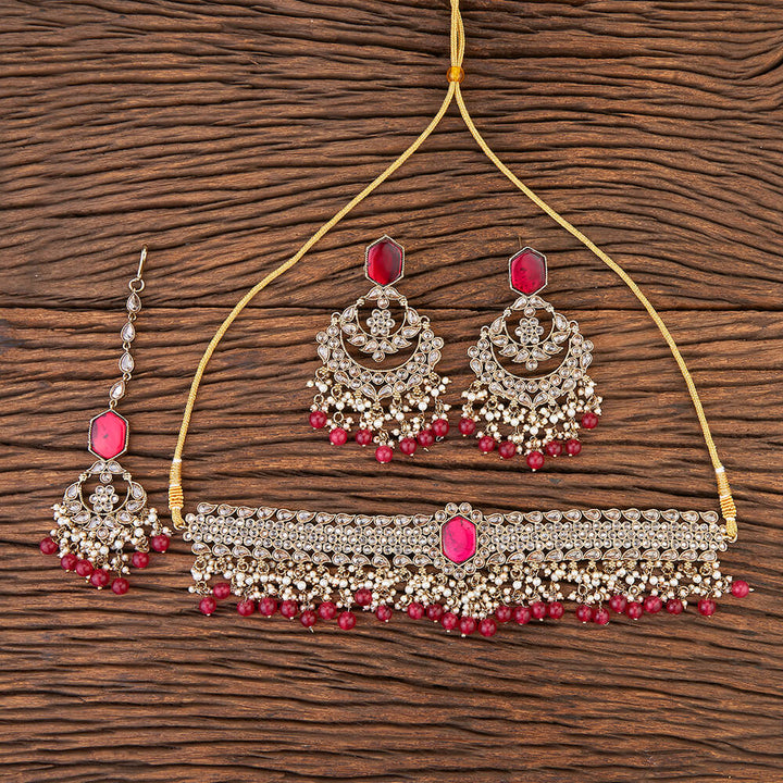 Antique Choker Necklace With Mehndi Plating 215574