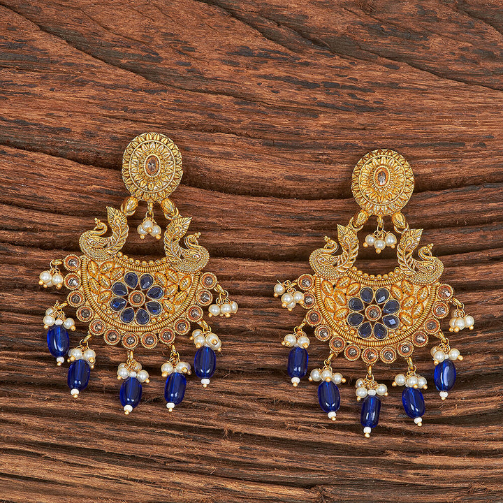 Antique Peacock Earring With Gold Plating 215590