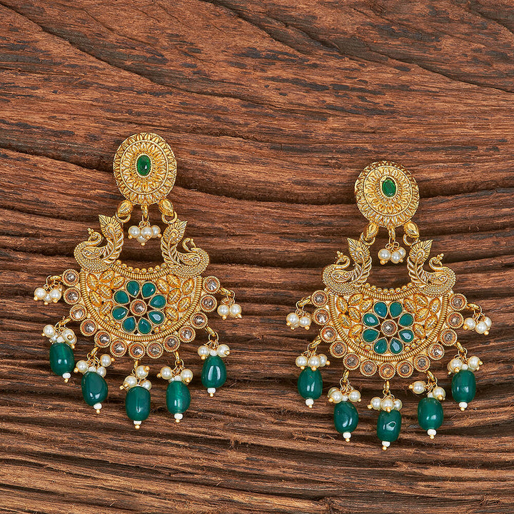 Antique Peacock Earring With Gold Plating 215590