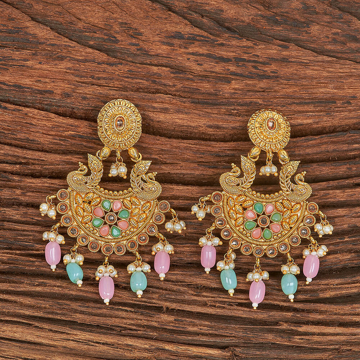 Antique Peacock Earring With Gold Plating 215590