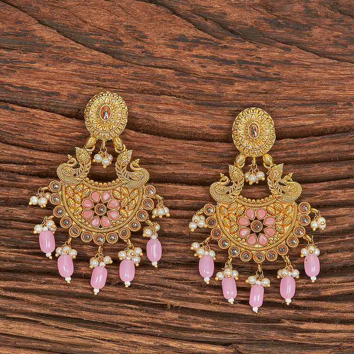 Antique Peacock Earring With Gold Plating 215590