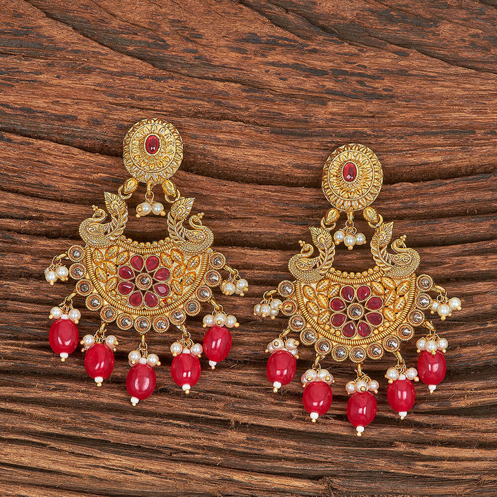 Antique Peacock Earring With Gold Plating 215590