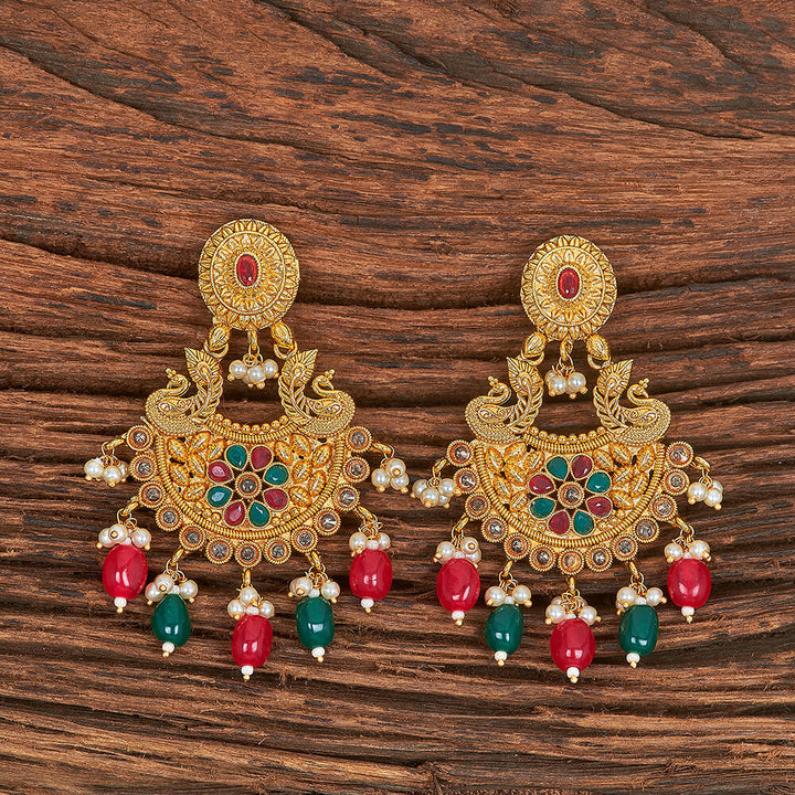 Antique Peacock Earring With Gold Plating 215590