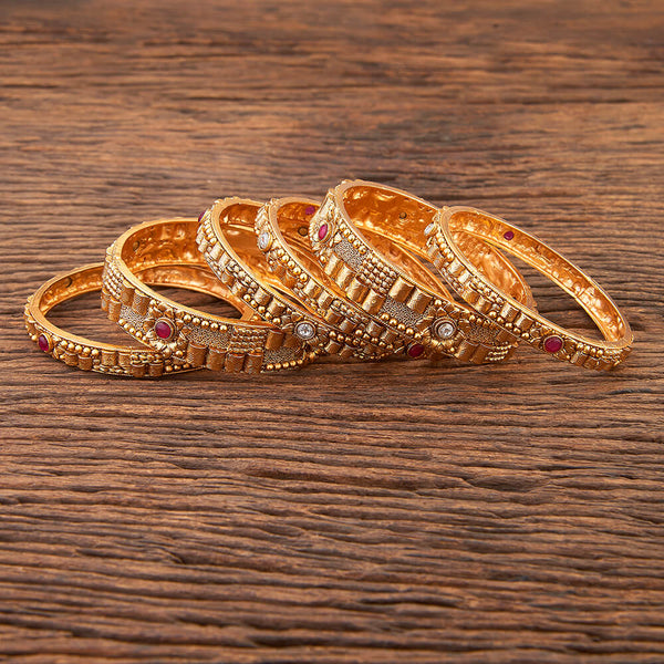 Antique Classic Bangles With Matte Gold Plating 215600