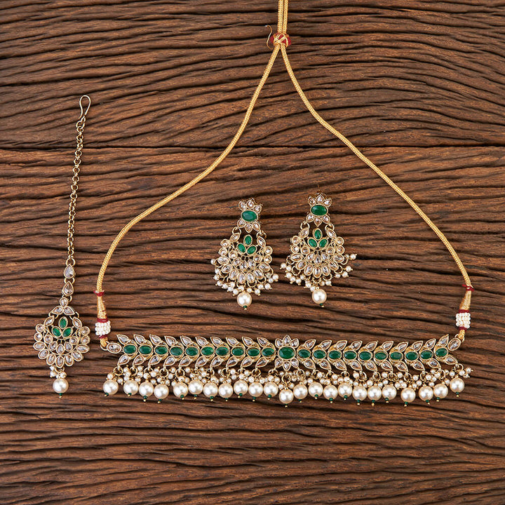 Antique Choker Necklace With Mehndi Plating 215613