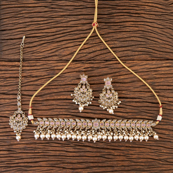 Antique Choker Necklace With Mehndi Plating 215613