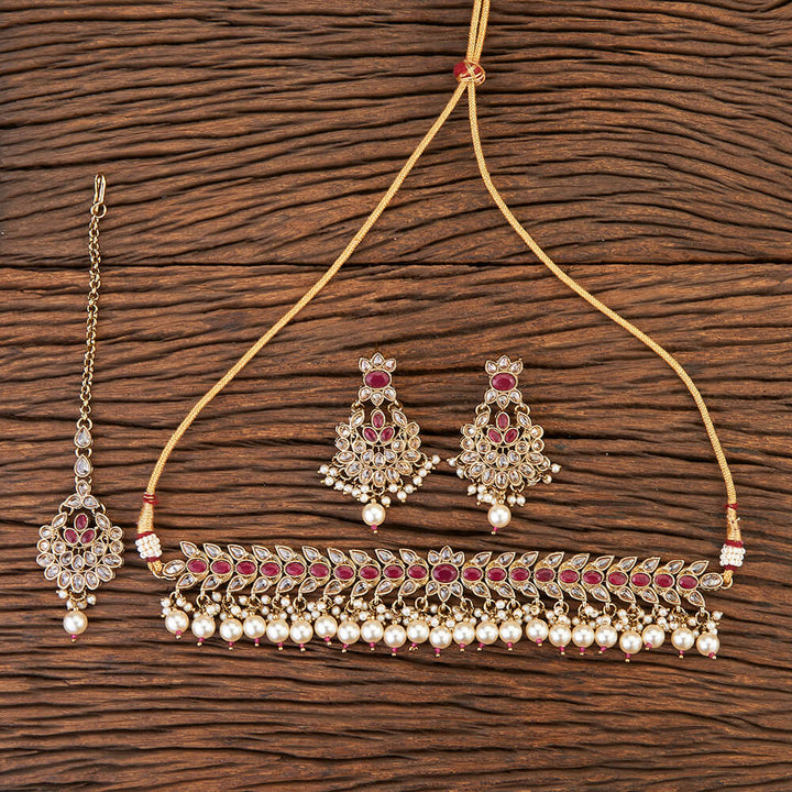 Antique Choker Necklace With Mehndi Plating 215613