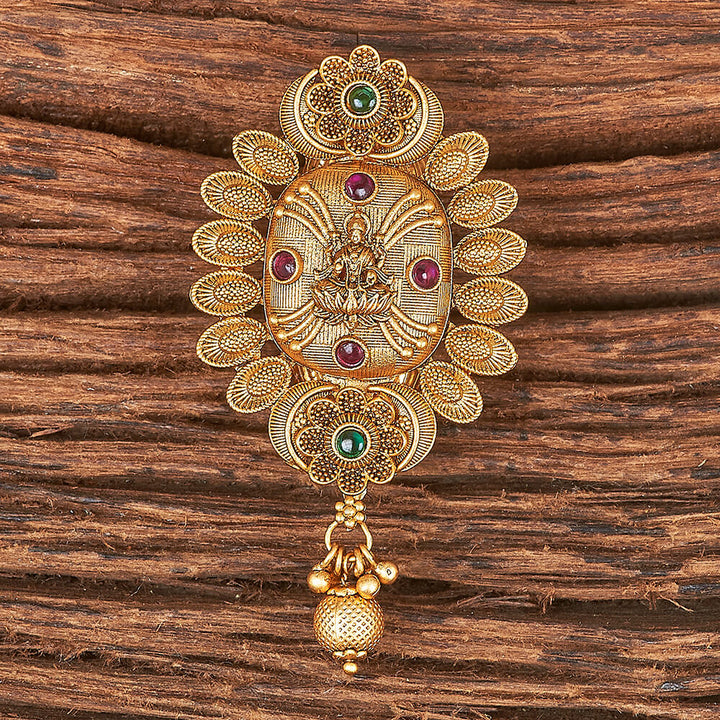 Antique South Indian Brooch With Matte Gold Plating 215647