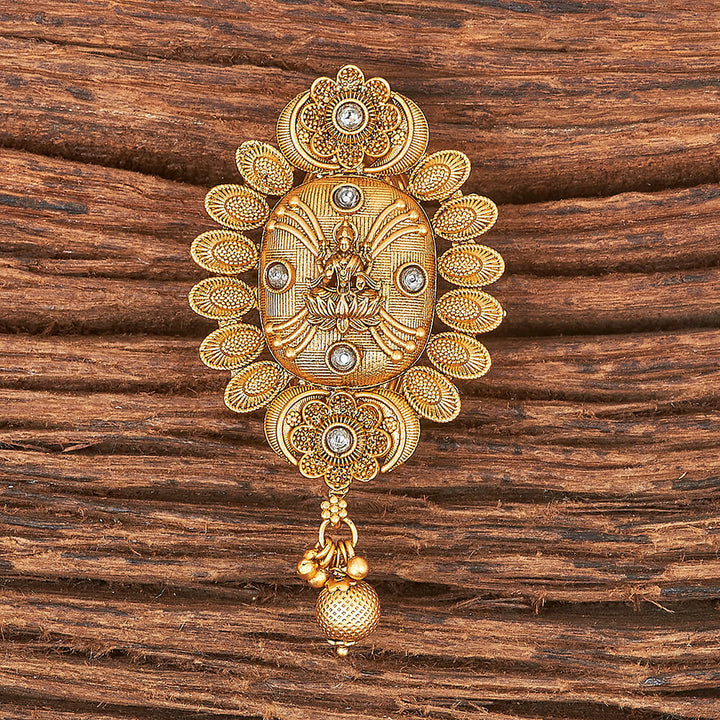 Antique South Indian Brooch With Matte Gold Plating 215647