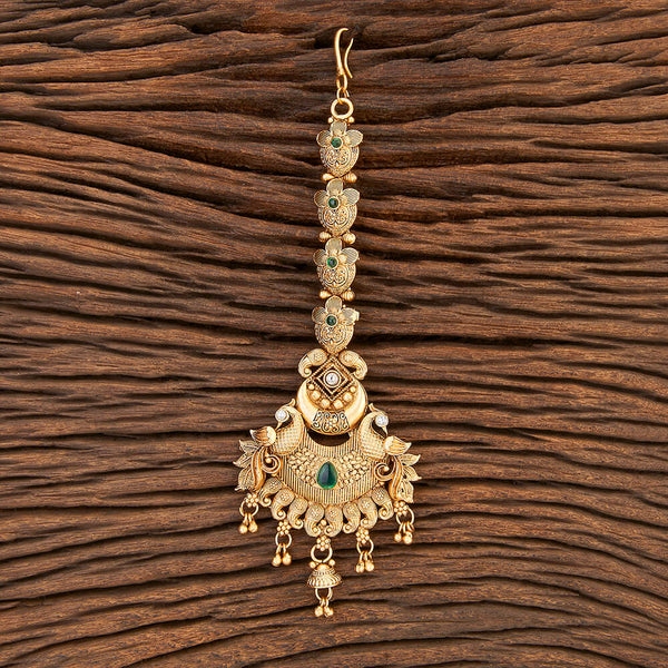 Antique Peacock Tikka With Matte Gold Plating 215650