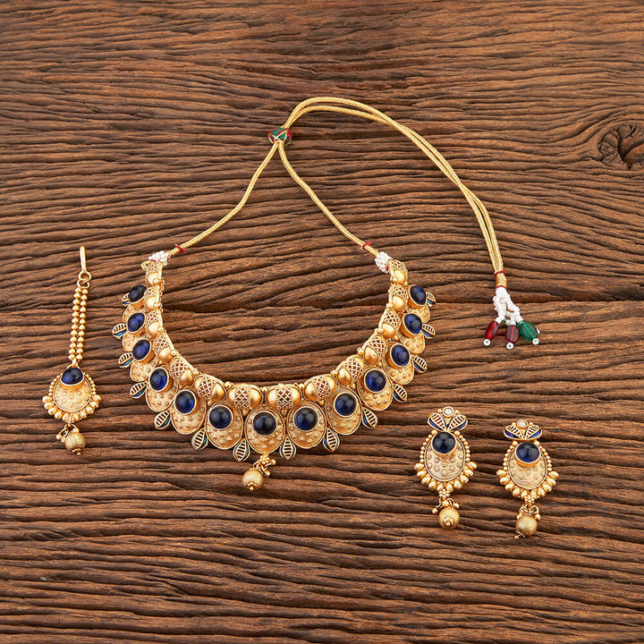 Antique Meenakari Necklace With Matte Gold Plating 215749