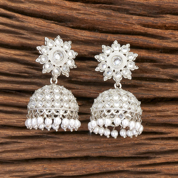 Antique Jhumki With Rhodium Plating 215817