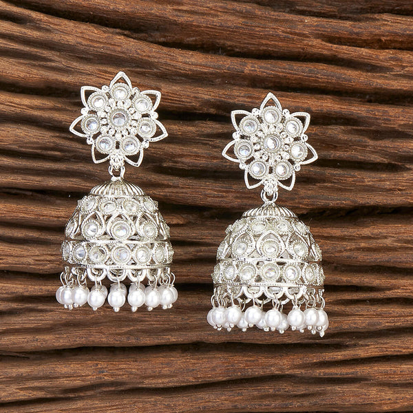 Antique Jhumki With Rhodium Plating 215821