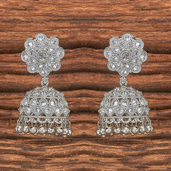 Antique Jhumki With Rhodium Plating 215826