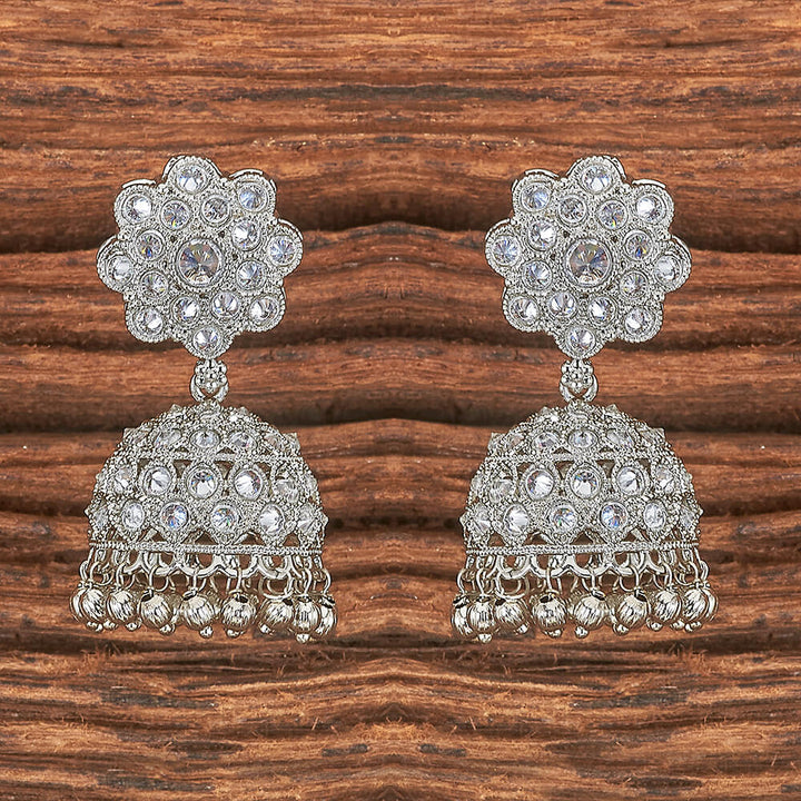 Antique Jhumki With Rhodium Plating 215826