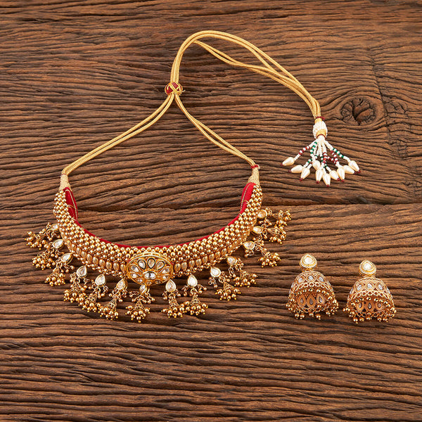 Antique Thushi Necklace With Matte Gold Plating 215843