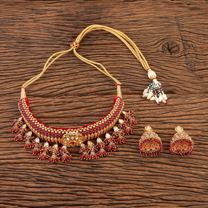 Antique Thushi Necklace With Matte Gold Plating 215843