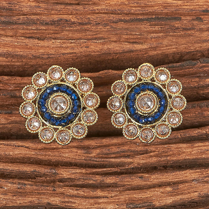 Antique Reverse Ad Stone Earring With Mehndi Plating 215850
