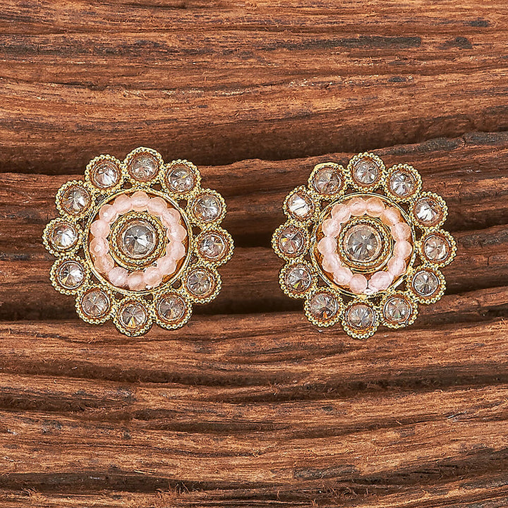 Antique Reverse Ad Stone Earring With Mehndi Plating 215850