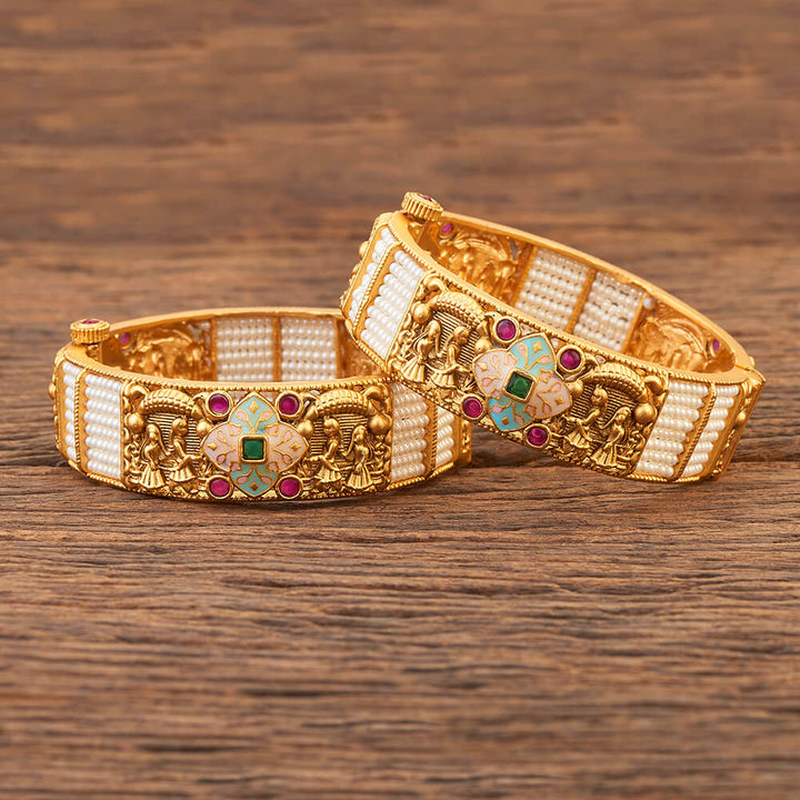 Antique Meenakari Bangles With Matte Gold Plating 215853