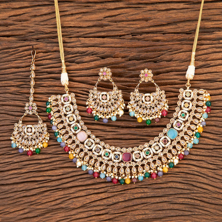 Antique Mukut Necklace With Gold Plating 215896