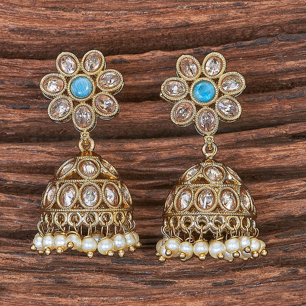 Antique Moti Jhumki With Mehndi Plating 215899