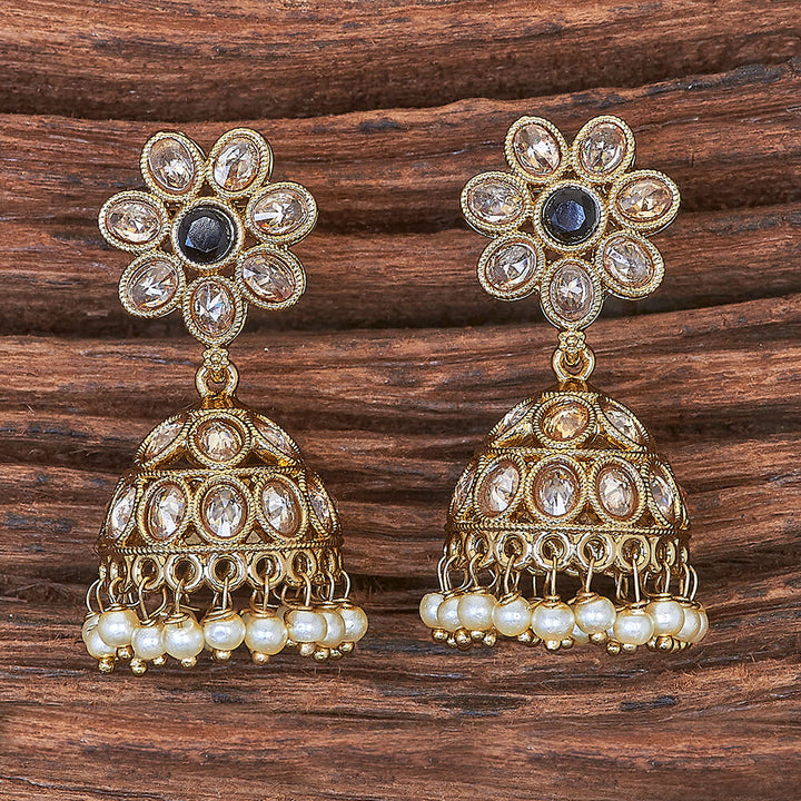 Antique Moti Jhumki With Mehndi Plating 215899