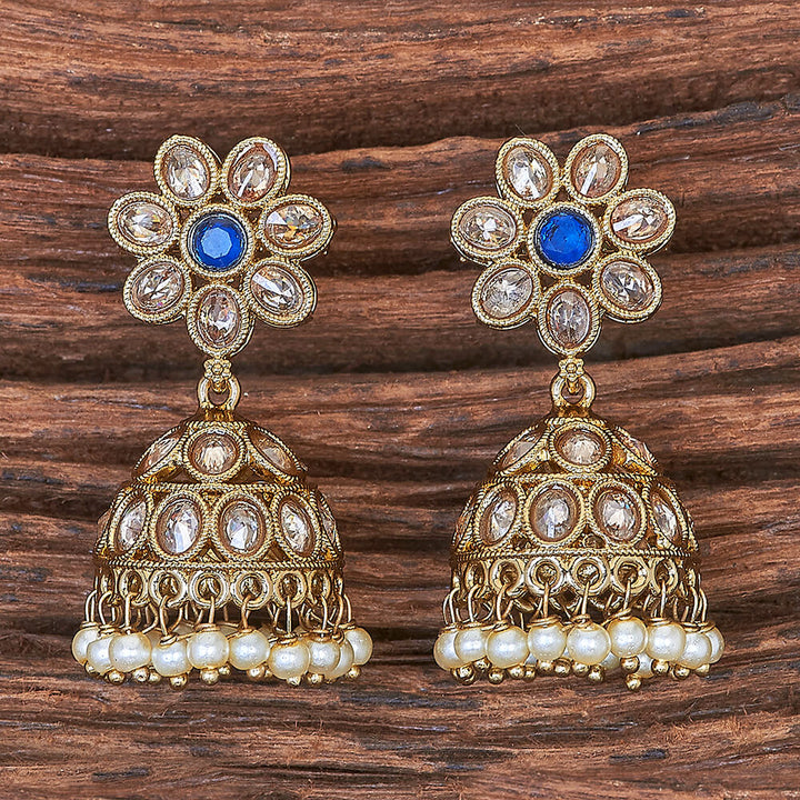 Antique Moti Jhumki With Mehndi Plating 215899