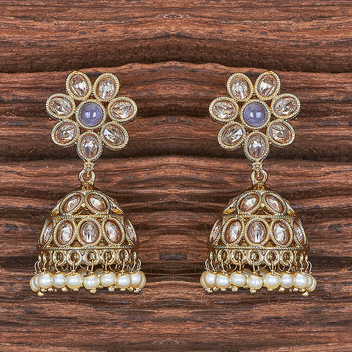 Antique Moti Jhumki With Mehndi Plating 215899