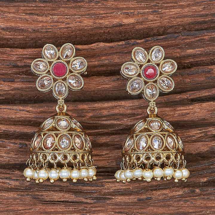 Antique Moti Jhumki With Mehndi Plating 215899