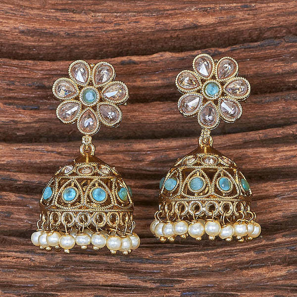 Antique Moti Jhumki With Mehndi Plating 215900