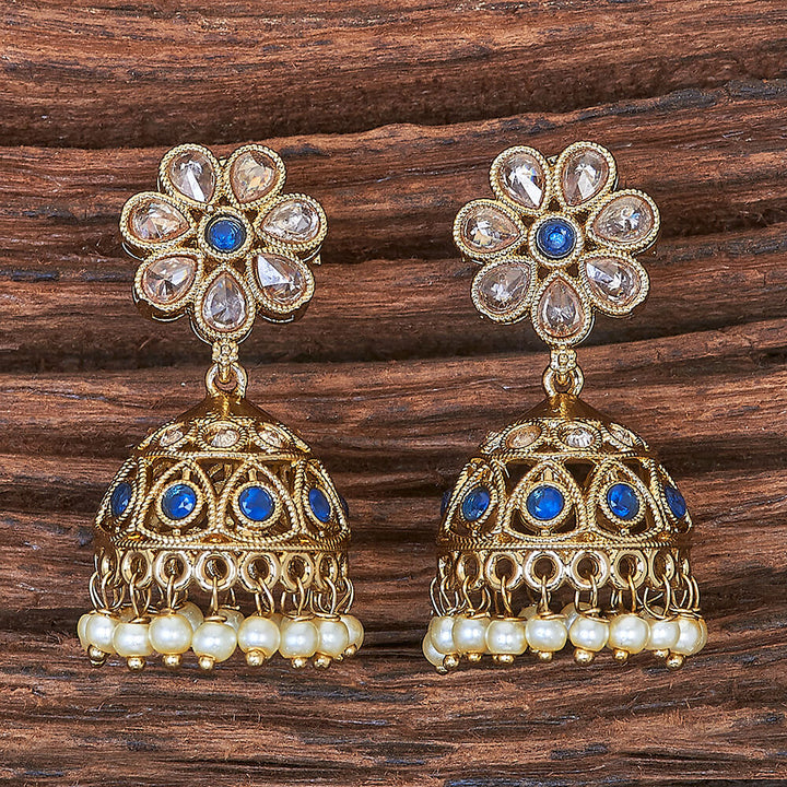 Antique Moti Jhumki With Mehndi Plating 215900