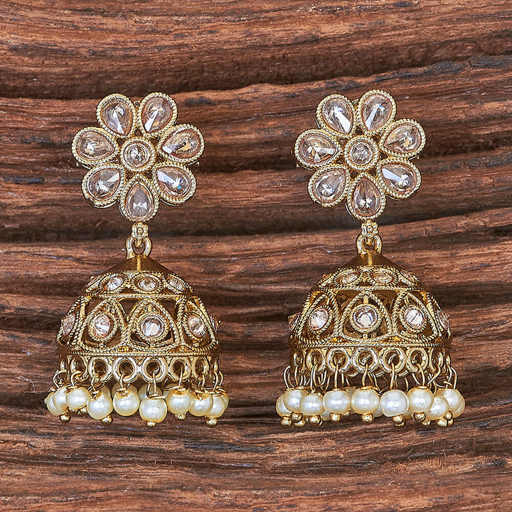 Antique Moti Jhumki With Mehndi Plating 215900