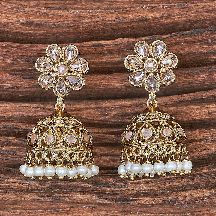Antique Moti Jhumki With Mehndi Plating 215900