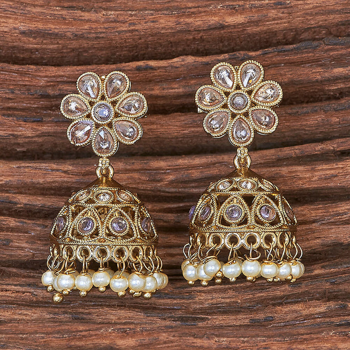 Antique Moti Jhumki With Mehndi Plating 215900