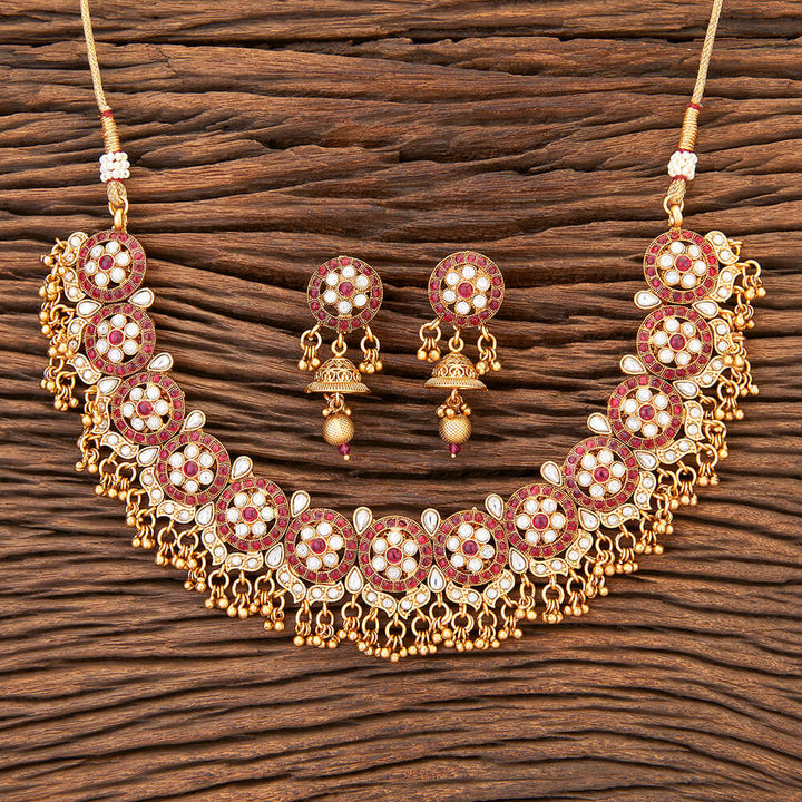 Antique Classic Necklace With Matte Gold Plating 215997