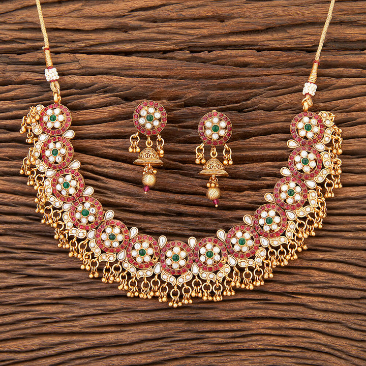 Antique Classic Necklace With Matte Gold Plating 215997